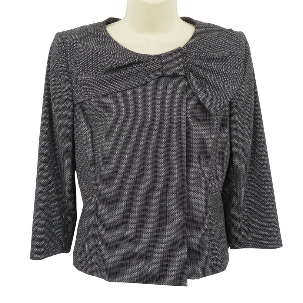 Isabella DeMarco Women 6 Black White Bow Accent Suit Jacket Blazer Formal Coat